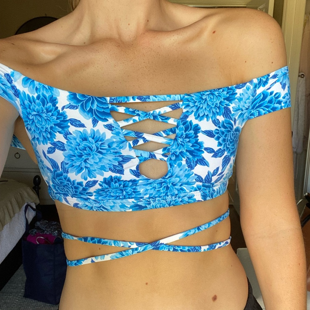 Frankies off-the-shoulder bikini top